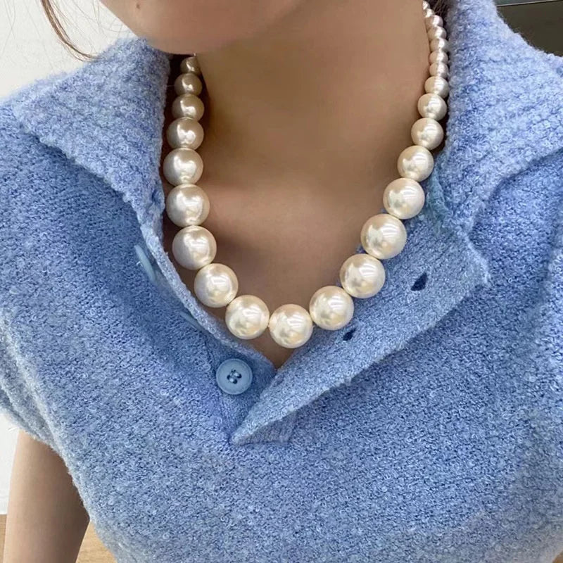 Vintage Hyperbole Double Layer Pearl Choker Necklace