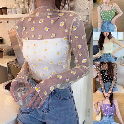 Daisy Print Perspective Blouse Shirt