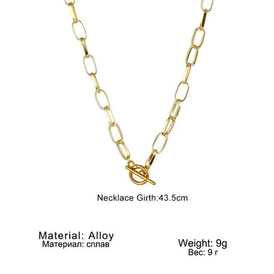 Simple Gold Color Stainless Steel Thick Chain Necklaces