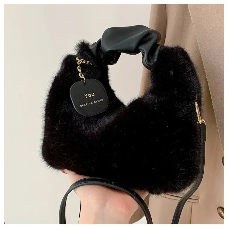 Women Faux Fur Plush Handbags