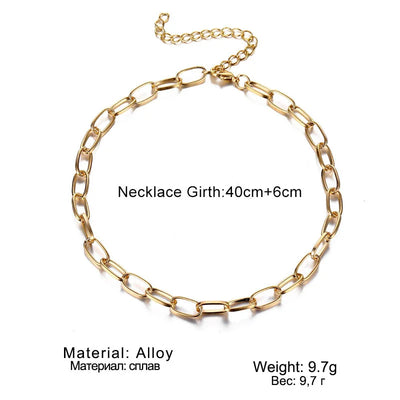 Simple Gold Color Stainless Steel Thick Chain Necklaces